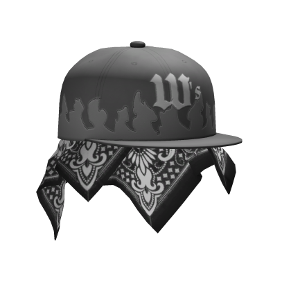 Grey Flame Trucker Cap w/ Scarf Roblox item