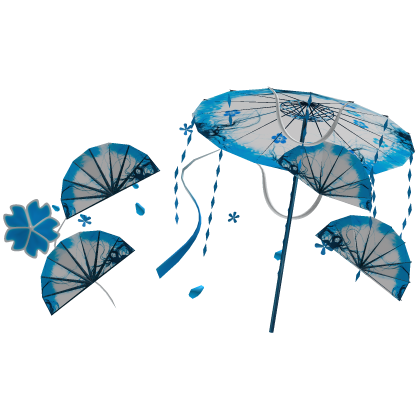 Maximalist Ice Blue & White Sakura Umbrella & Fans