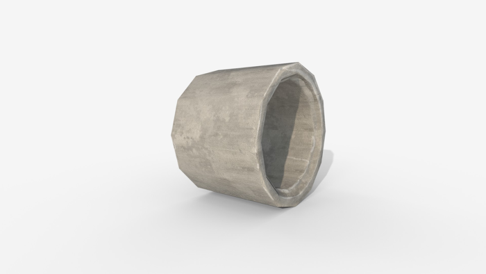 Stylized Concrete Pipe - Low Poly Game Ready Asset preview 2