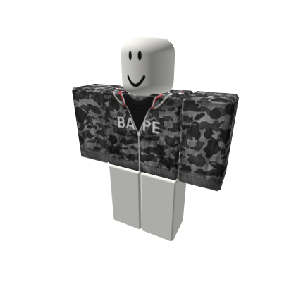 Grey Bape Hoodie w Black Tee Roblox