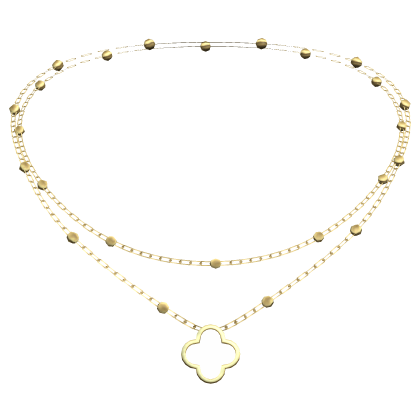 Clover Pendant Necklace Gold White thumbnail