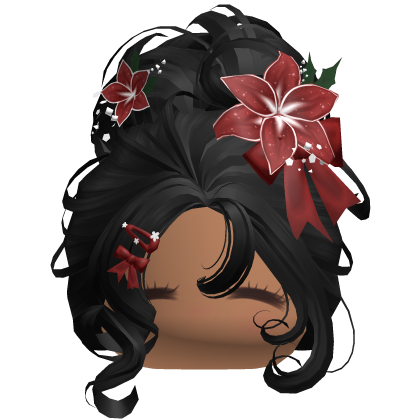 ♡ Christmas Flowery Bun Updo (Black)