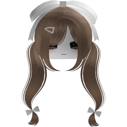 ♡ cute ginger hair with white bow + moe face mask Roblox item