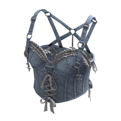 Gothic Coquette Corset Top (Light Blue)