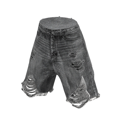 💗 STREET RIPPED DENIM JORTS _ GREY thumbnail
