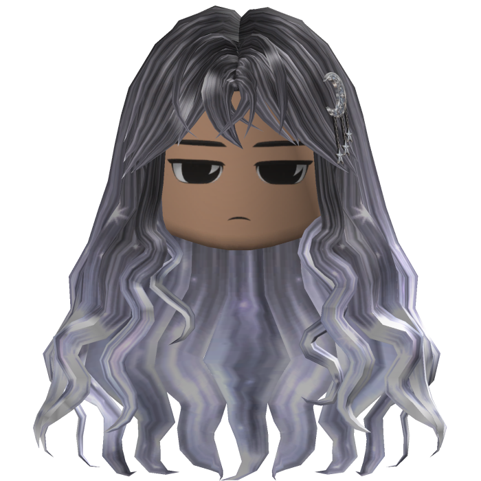 Long Wavy Hair w/ Moon Clips (Black/Gray)