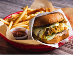 I am eating a burger