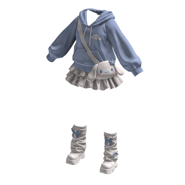 Cute Cinnamoroll Hoodie & Skirt Outfit 
