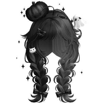 Halloween Cute Pumpkin Braids (Black&Gray) Roblox item
