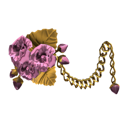 1.0 Pink & Gold Metal Rose Flower Waist Chain
