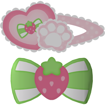 kawaii strawberry custard cat ruffled clip