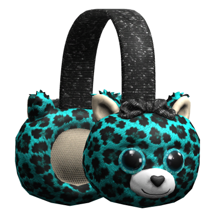 Teal Leopard Scene Plushie Earmuffs Grunge Y2K