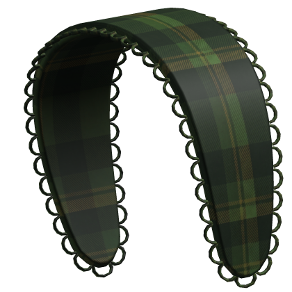 dark green lacy cute plaid headband Roblox item