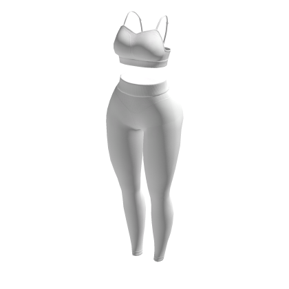 Gym Outfit White Baddie Skinny Leggings Top Y2K