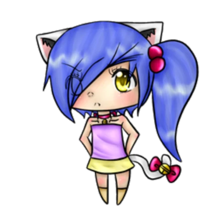 Blue-haired cat girl