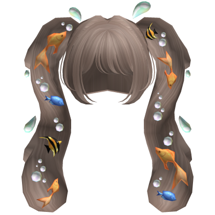 Aquatic Flowing Bubbly Fish Pigtails in Ash Brown