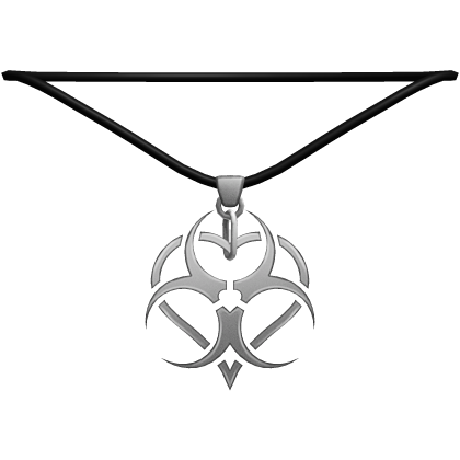 silver biohazard heart necklace 1.0