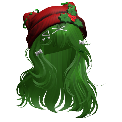 Lush Straight Hair w/ Holly Beanie (Green) Roblox item