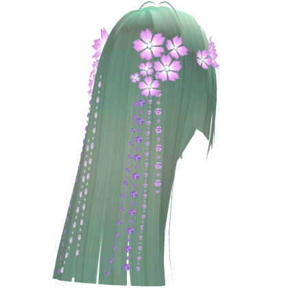 Mint Green Sakura Crystal Raindrop Anime Hair Roblox item