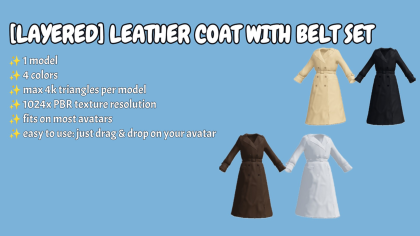 [Layered] Leather coat with belt set preview 1