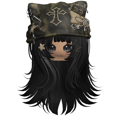 Black Cross Beret Emo Girl Hair