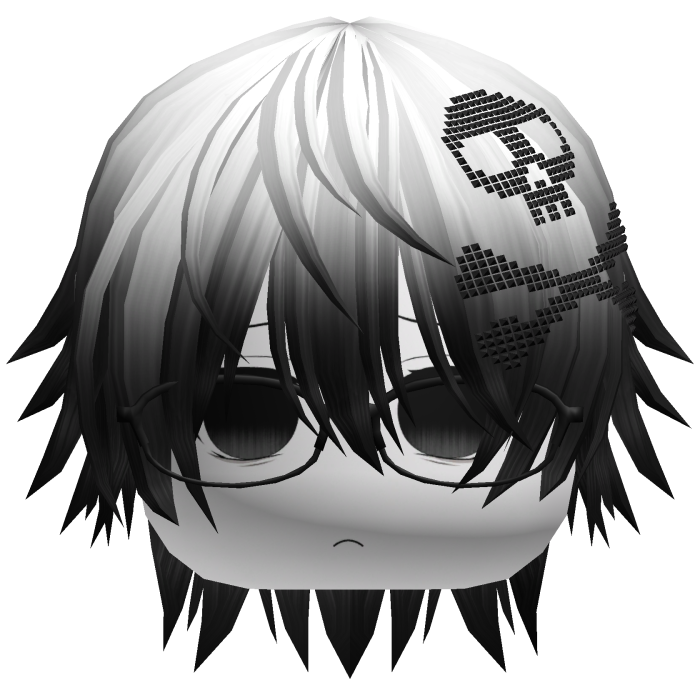 Emo Vkei Moe Boy Hair w Skull Glasses White/Black