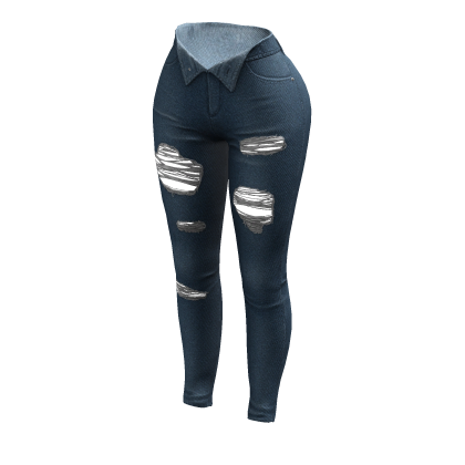Unzipped Skinny Jeans Blue Opened Ripped Denim Y2K thumbnail