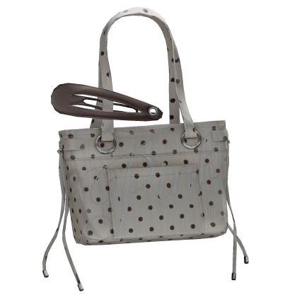 PINK Polkadot Oversized Clip Tote Bag In Cream  Roblox item