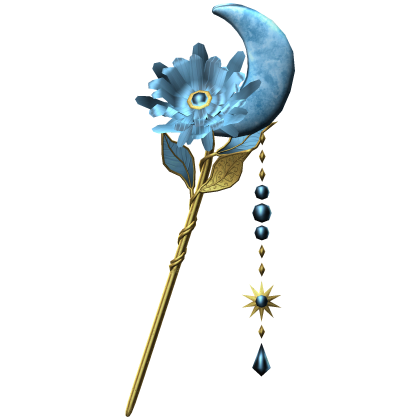 Flower & Moon Magical Staff In Light Blue & Gold Roblox item