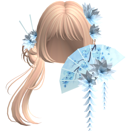 Side Ponytail w/ Cherry Blossoms & Fan