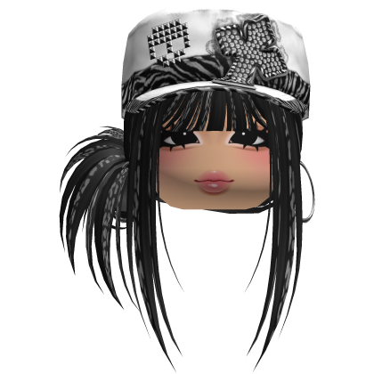 Gyaru Side Bun Hair w/ Zebra Cap & Earrings
