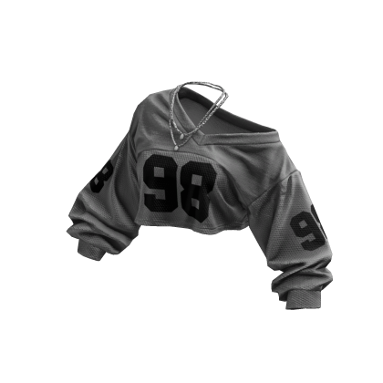 Gray Y2K Off-Shoulder Cropped Jersey