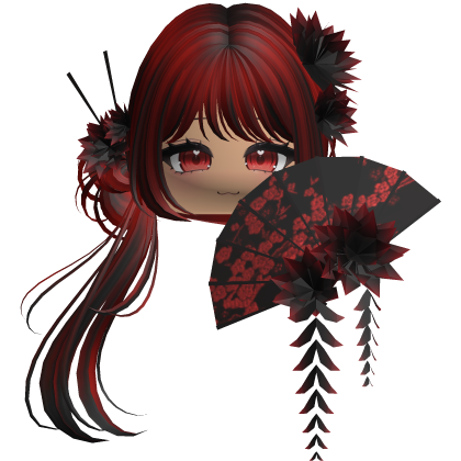 Side Ponytail w/ Cherry Blossoms & Fan
