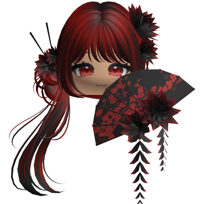 Side Ponytail w/ Cherry Blossoms & Fan