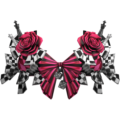 Checkered Chess Piece Corset Top w Roses in Pink