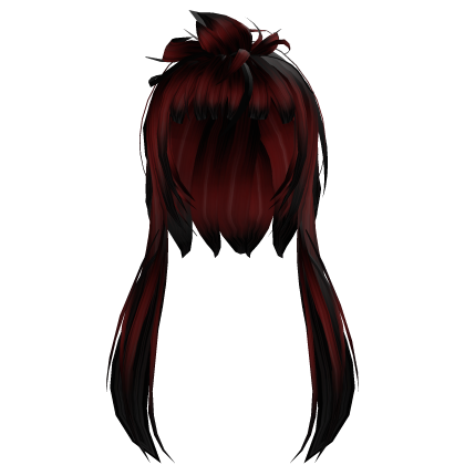 y2k dark red messy shaggy short bob Roblox item