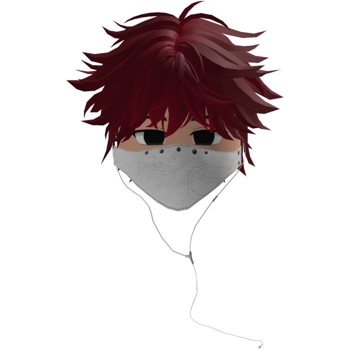Cute Emo Boy Headphones Mask white Y2K ( red )