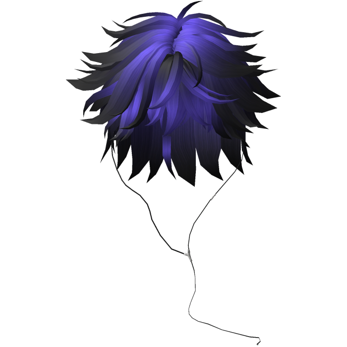 Y2K emo boy with headphones, purple black hair