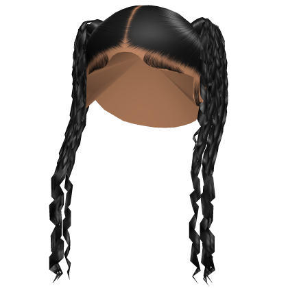 High Sleek Braided Pigtails in Black Roblox item