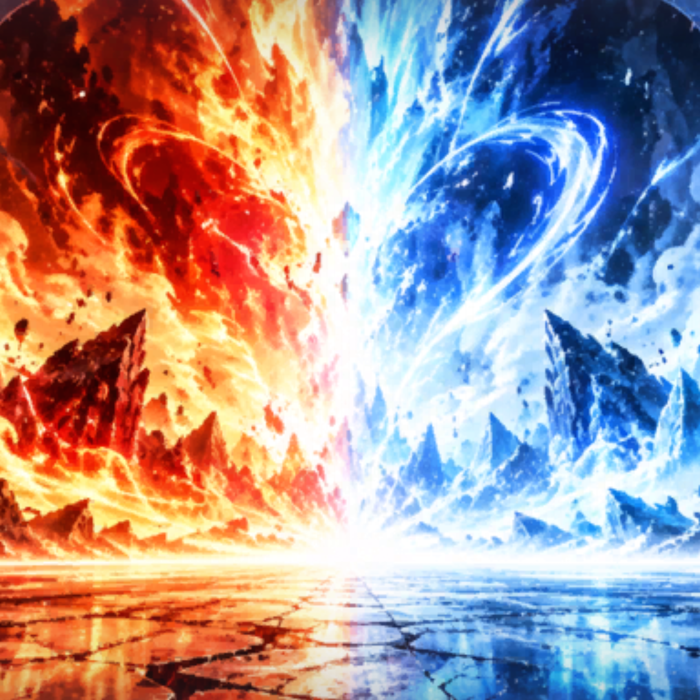 Fire & Ice Anime Elemental Aura Battle Background