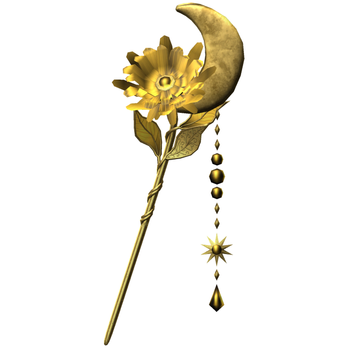 Flower & Moon Magical Staff In Gold