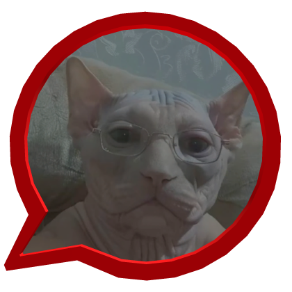Red Circle Weird old Sphynx Cat with Glasses thumbnail