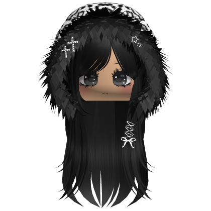 White Snow Leopard Hood Girl Black
