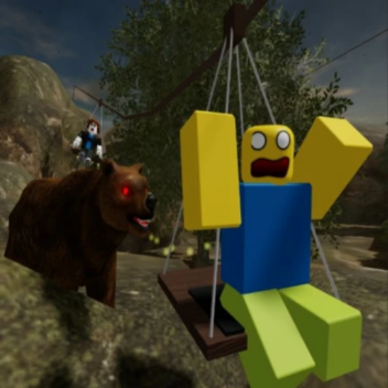 森でキレイな桃のジップラインカートに乗る