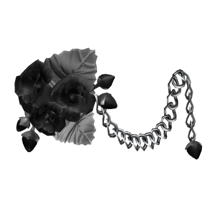 1.0 Black Silver Emo Goth Rose Flower Waist Chain