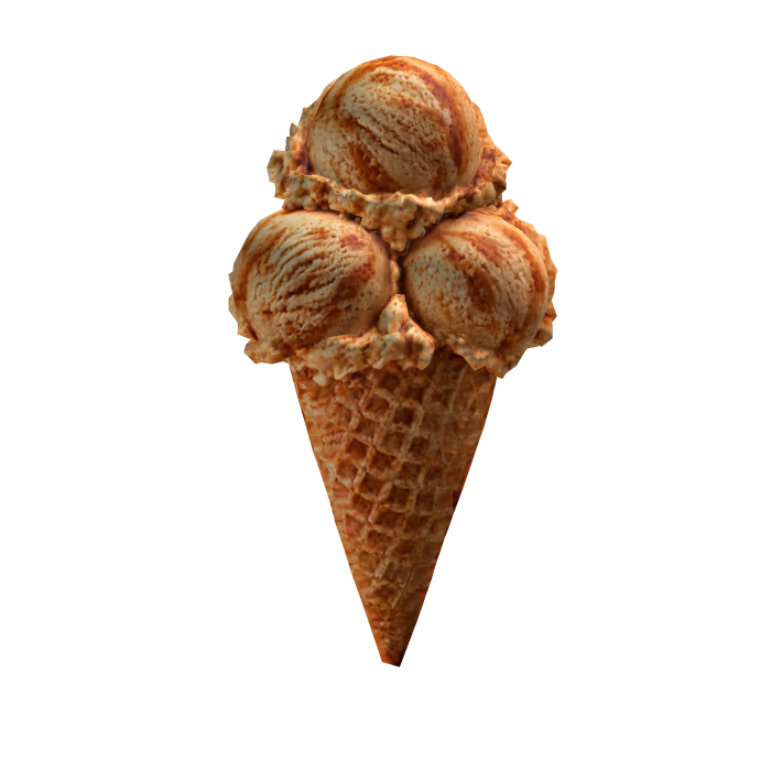 Salted caramel triple-scoop cone