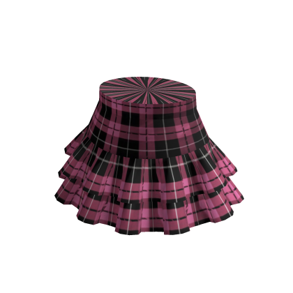 Black Pink Plaid Ruffle Mini Skirt