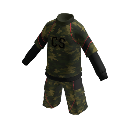 Street Cargo Shorts Dark Green Camo Shirt Outfit thumbnail