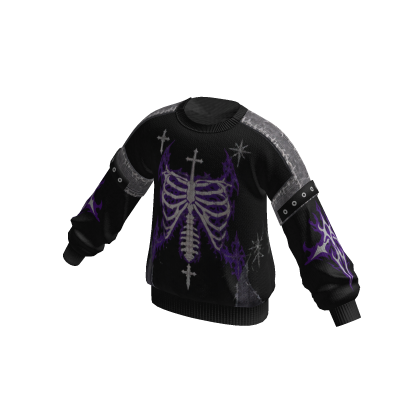Goth Ribcage Graphic Sweater (Black)