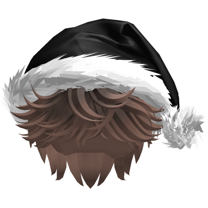 Messy Fluffy Brown Hair a Santa Hat Y2k